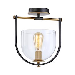 Cheshire Collection 1Light SemiFlush Mount, Black & Brass
