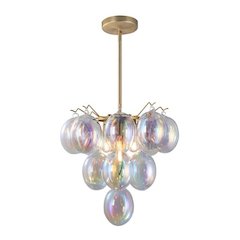 Globo Collection 5Light Chandelier Iridescent and Brass