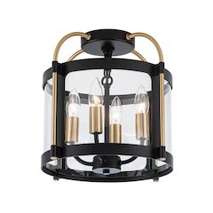 Bonita Collection 4Light Flush Mount Black and Brushed Brass