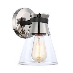 Kanata Collection 1Light Sconce, Black & Brushed Nickel