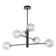 Aurelia Collection 6Light Chandelier, Matte Black & Brass