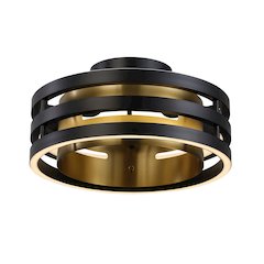 Toledo Collection 1Light SemiFlush Mount Black and Brushed Brass