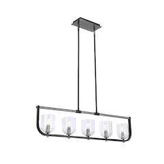 Cheshire Collection 5Light Island Light, Black & Nickel