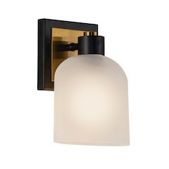 Lyndon Collection 1Light Bathroom Sconce Black and Brushed Brass