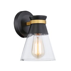 Kanata Collection 1Light Sconce, Black & Brushed Brass