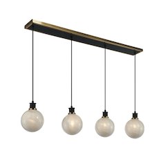 Gem Collection 4Light Island/Pool Table Black and Brushed Brass