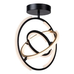 Trilogy Collection Integrated LED SemiFlush Mount, Black & Brass