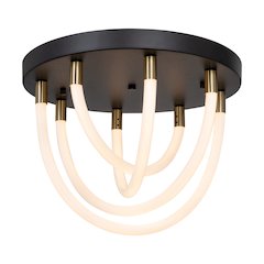 Cascata Collection 1Light Flush Mount Black and Brushed Brass
