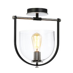 Cheshire Collection 1Light SemiFlush Mount, Black & Nickel