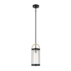 Bonita Collection 1Light Pendant Black and Brushed Brass