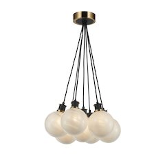 Gem Collection 7Light Pendant Black and Brushed Brass