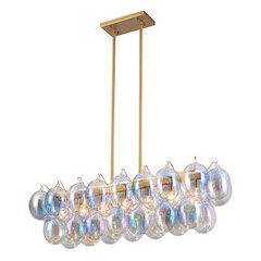 Globo Collection 8Light Island/Pool Table Iridescent and Brass
