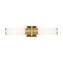 Positano Collection 2Light Bathroom Vanity Light Brushed Brass and White Glass