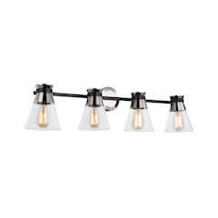 Kanata Collection 4Light Vanity Light, Black & Brushed Nickel