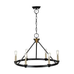 Notting Hill Collection 6Light Chandelier Black and Brushed Brass
