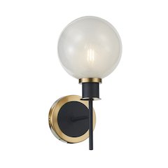 Gem Collection 1Light Sconce Black and Brushed Brass