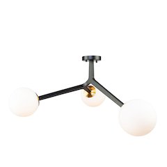 Ravello 3 Light SemiFlush Mount (Black & Harvest Brass)