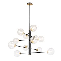 Aurelia Collection 12Light Chandelier Black and Brushed Brass