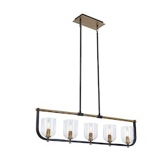 Cheshire Collection 5Light Island Light, Black & Brass