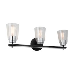 Essex Collection 3Light Bathroom Vanity Fixture Black and Chrome