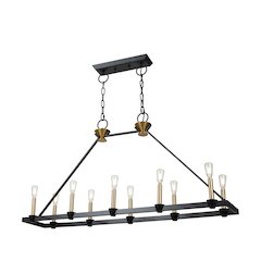 Notting Hill Collection 10Light Island/Pool Table Black and Brushed Brass