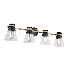 Kanata Collection 4Light Vanity Light, Black & Brushed Brass