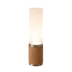 Tambo Cylindro 18" Petite Accent Table Lamp, Natural Ash, Weathered Brass