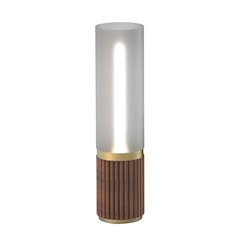 Tambo Cylindro 18" Petite Accent Table Lamp, Dark Walnut, Weathered Brass