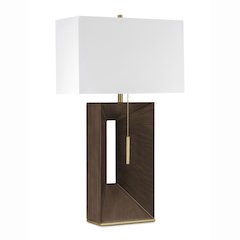 Parallux Standing Table Lamp Walnut & Weathered Brass