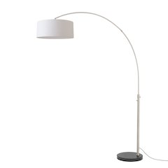 Float 92" Arc Lamp - Satin Nickel, Black Marble Base, White Linen Shade