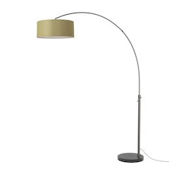 Float 92" Arc Lamp - Black Nickel, Black Marble Base, Avocado Linen Shade