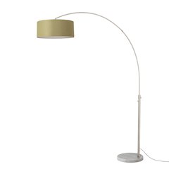 Float 92"H 1-Light Arc Lamp, Avocado Linen Shade, White Marble Base, Satin
