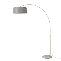 Float 92"H 1-Light Arc Lamp, Cashmere Gray Linen Shade, White Marble Base