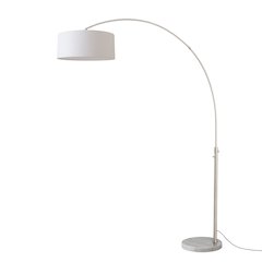 Float 92"H 1-Light Arc Lamp, White Linen Shade, White Marble Base, Satin Nickel