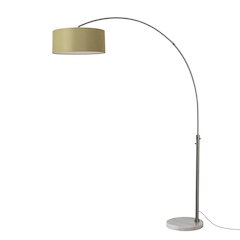 Float 92" Arc Lamp - Black Nickel, White Marble Base, Avocado Linen Shade