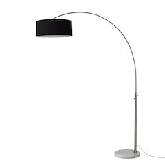 Float 92" Arc Lamp - Black Nickel, White Marble Base, Black Linen Shade
