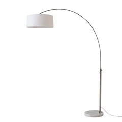 Float 92" Arc Lamp - Black Nickel, White Marble Base, White Linen Shade