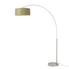 Float 92"H 1-Light Arc Lamp, Avocado Linen Shade, Satin Nickel Base & Body