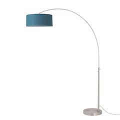 Float 92"H 1-Light Arc Lamp, Pool Blue Linen Shade, Satin Nickel Base & Body