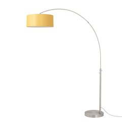 Float 92"H 1-Light Arc Lamp, Mustard Linen Shade, Satin Nickel Base & Body