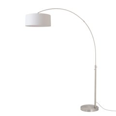 Float 92" Arc Lamp - Satin Nickel Steel, Satin Nickel Base, White Linen