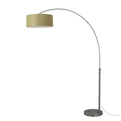 Float 92"H 1-Light Arc Lamp, Avocado Linen Shade, Black Nickel Base & Body