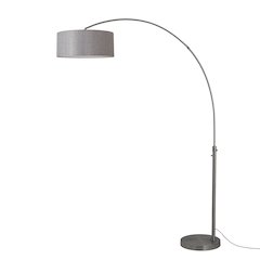 Float 92"H 1-Light Arc Lamp, Cashmere Gray Linen Shade, Black Nickel Base & Body