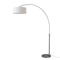 Float 92"H 1-Light Arc Lamp, White Linen Shade, Black Nickel Base & Body