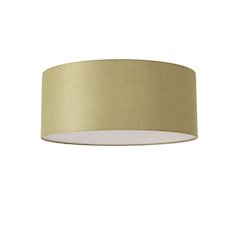 Stretch Flush Mount, Avocado Linen Drum Shade, Satin Nickel
