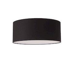 Stretch Flush Mount, Black Linen Drum Shade, Satin Nickel