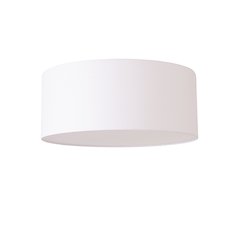 Stretch Flush Mount, White Linen Drum Shade, Weathered Brass