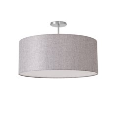 Stretch Semi Flush Mount, Cashmere Gray Linen Drum Shade, Satin Nickel