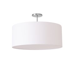 Stretch 22" Semi-Flush Mount - Satin Nickel, Steel, White Linen Drum Shade