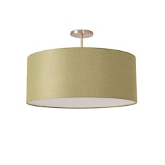 Stretch Semi-Flush Mount - Weathered Brass, Steel Base, Avocado Linen Shade